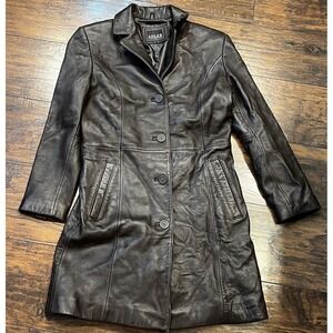 Adler Collection Chocolate Brown Lamb Skin Leather Jacket Women's Size Small